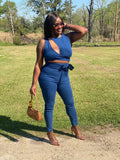 Peek-A-Boo Denim Jumpsuit