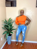 High Waist Distressed Skinny Denim