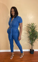 Wanderlust Front Zip Denim Jumpsuit