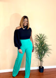High Waist Buckle Pants (Green)