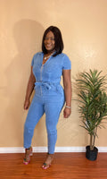 Wanderlust Front Zip Denim Jumpsuit