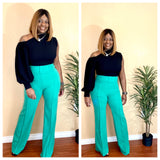 High Waist Buckle Pants (Green)